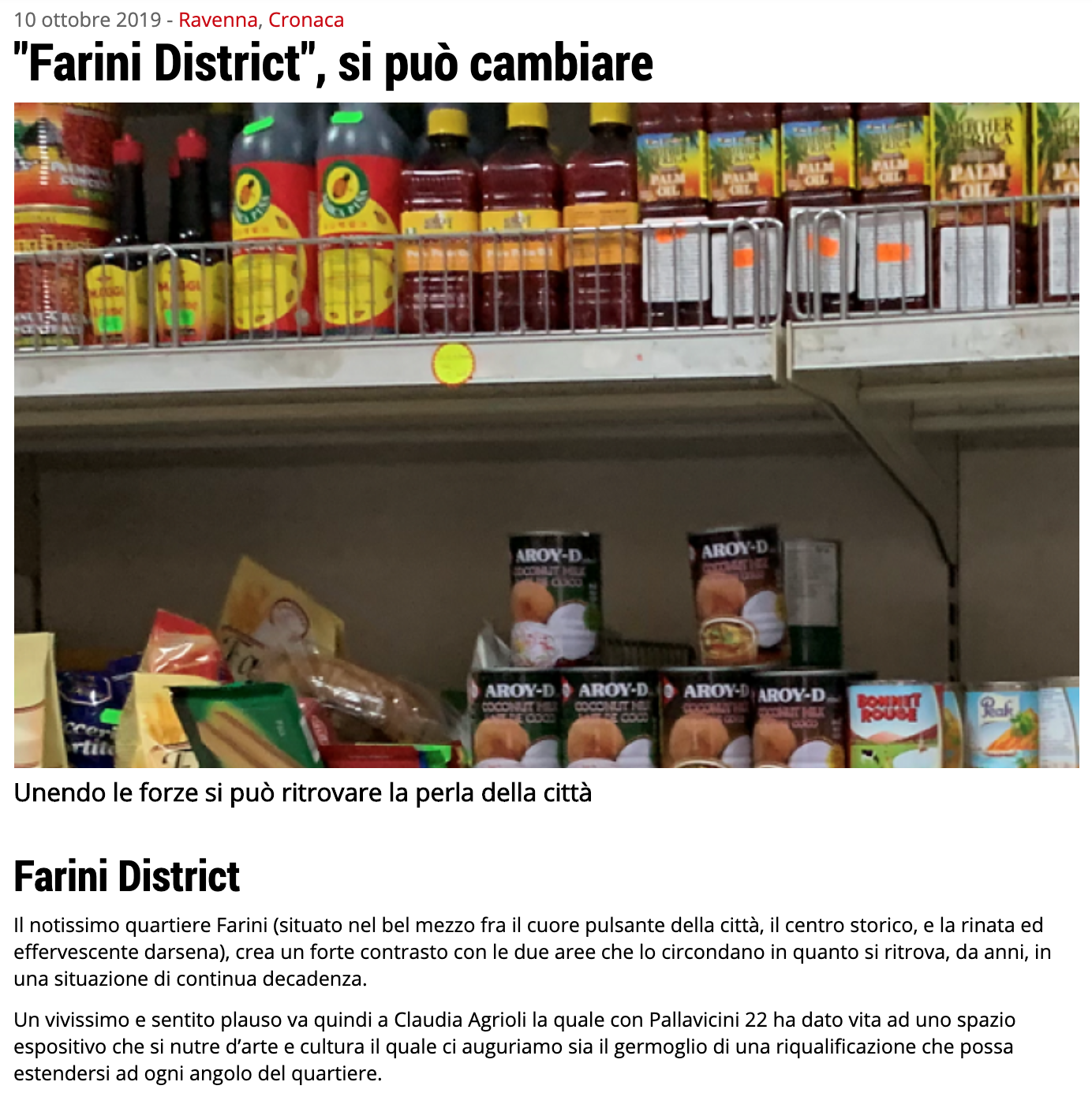 "Farini District", si può cambiare su Ravenna24Ore | Pallavicini22 spazio espositivo Ravenna